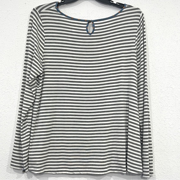 Matilda Jane Womens White and Grey Striped Long Sleeve Top Size XL - Picture 3 of 4
